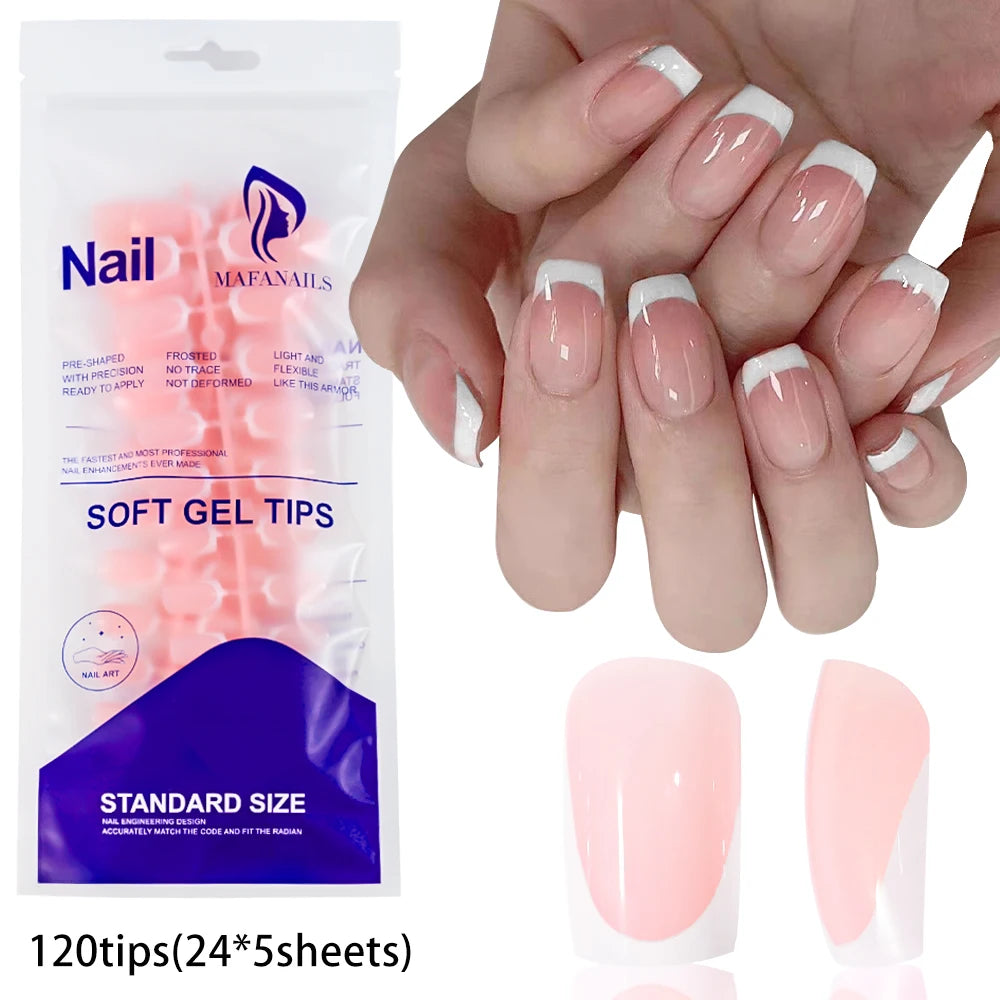 120pcs Acrylic French False Nails Square Almond Coffin Fake Nail Tips for Women Full Cover Removable Mixed Size Press On Nails