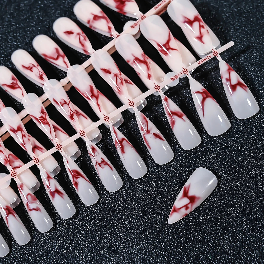 120pcs Acrylic French False Nails Square Almond Coffin Fake Nail Tips for Women Full Cover Removable Mixed Size Press On Nails