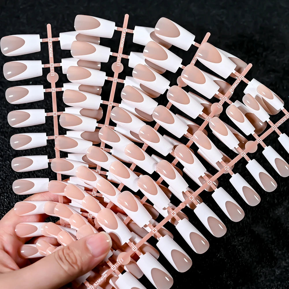 120pcs Acrylic French False Nails Square Almond Coffin Fake Nail Tips for Women Full Cover Removable Mixed Size Press On Nails