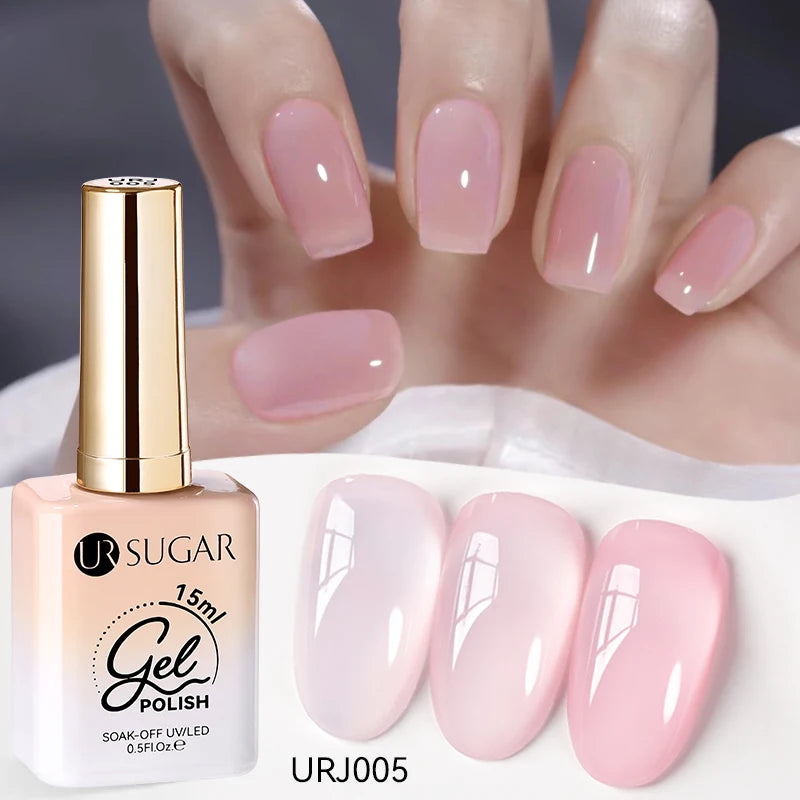 UR SUGAR 15ml Jelly Milky White Translucent Color Gel Polish Semi Permanent UV Gel Nail Art Soak Off Gel Varnish Latest Fashion
