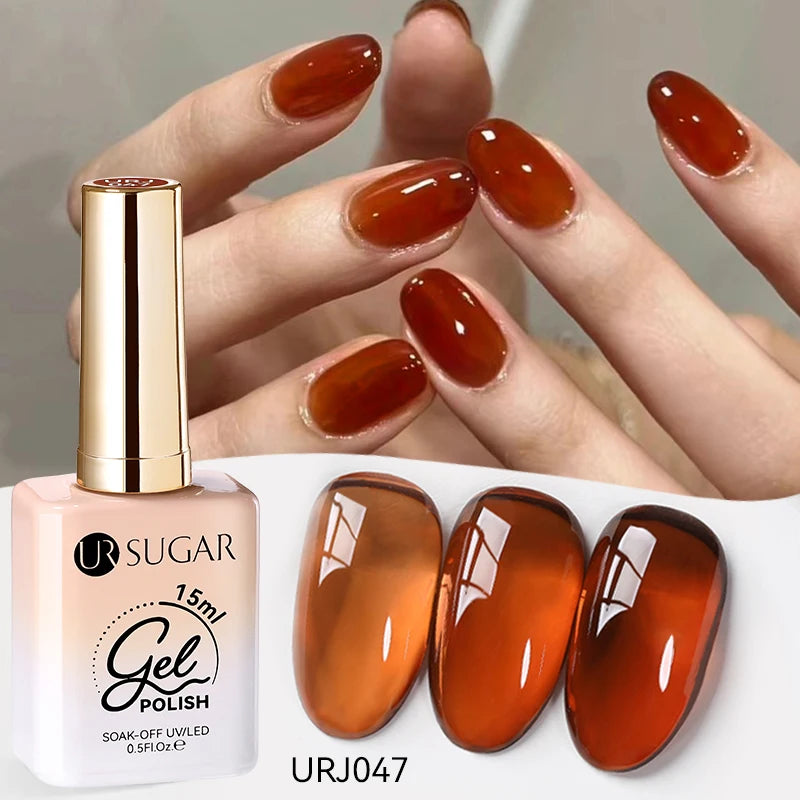 UR SUGAR 15ml Jelly Milky White Translucent Color Gel Polish Semi Permanent UV Gel Nail Art Soak Off Gel Varnish Latest Fashion