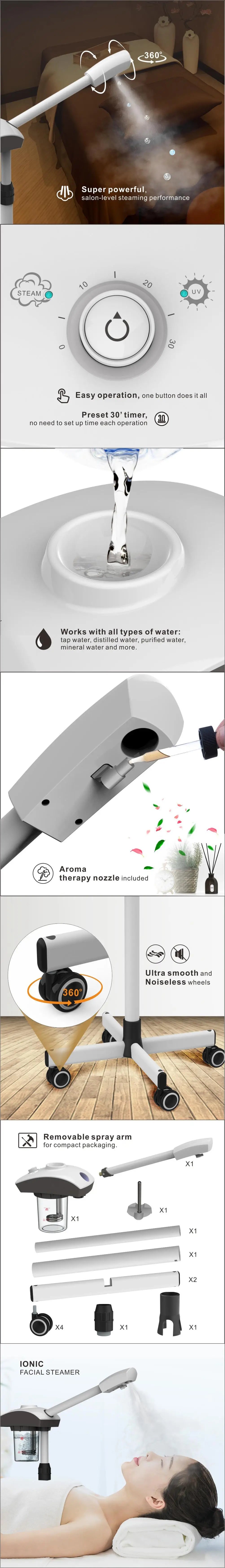 Hot Ozone Facial Steamer Warm Mist Humidifier for Face Deep Cleaning Vaporizer Sprayer Home Spa Salon Skin Care Whitening