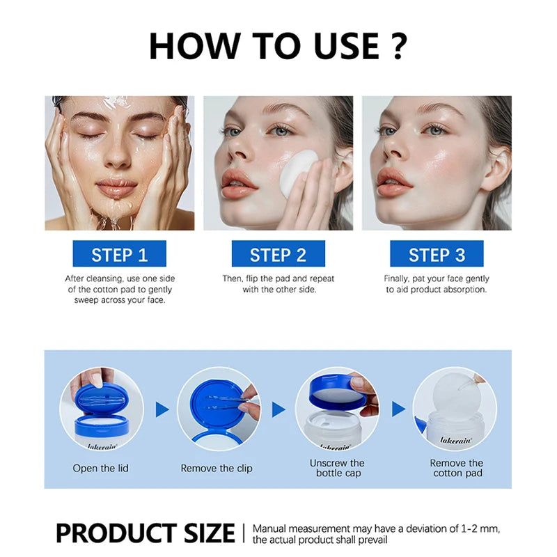 80pcs Face Toner Pads,Dual-Textured Salicylic Acid Exfoliation Pore Cleaning Shrinking Patch Mild Moisturizing Korean Skincare