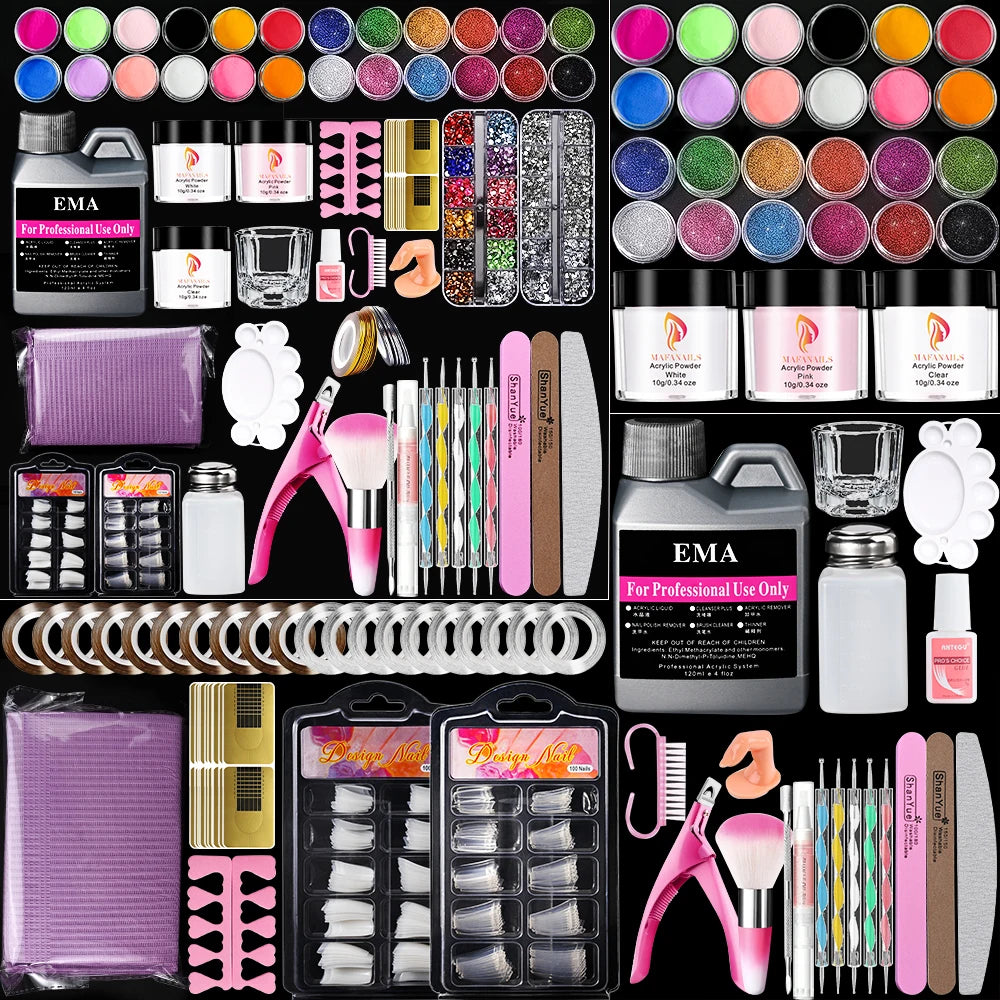 Nail Kit Set Acrylic Powder Monomer Acrylic Liquid For Nail Extension Professional Gel Manicure Set False Nails Art Tools Set *&