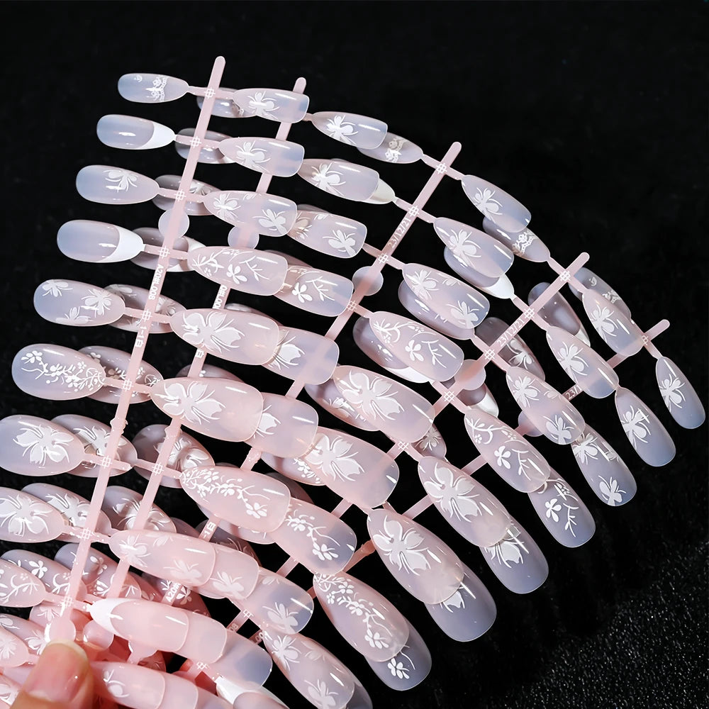 120pcs Acrylic French False Nails Square Almond Coffin Fake Nail Tips for Women Full Cover Removable Mixed Size Press On Nails