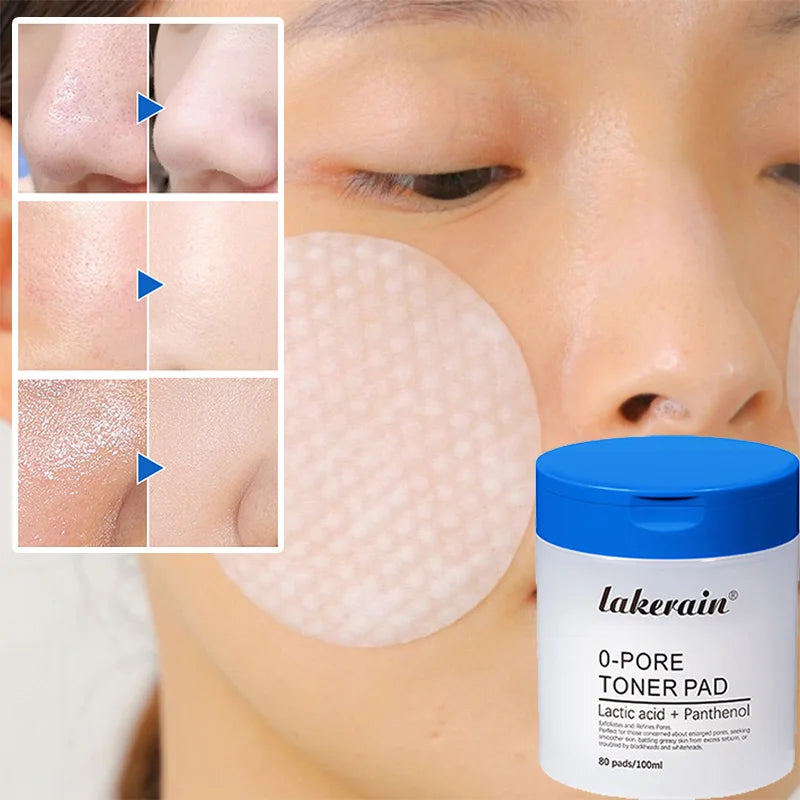 80pcs Face Toner Pads,Dual-Textured Salicylic Acid Exfoliation Pore Cleaning Shrinking Patch Mild Moisturizing Korean Skincare