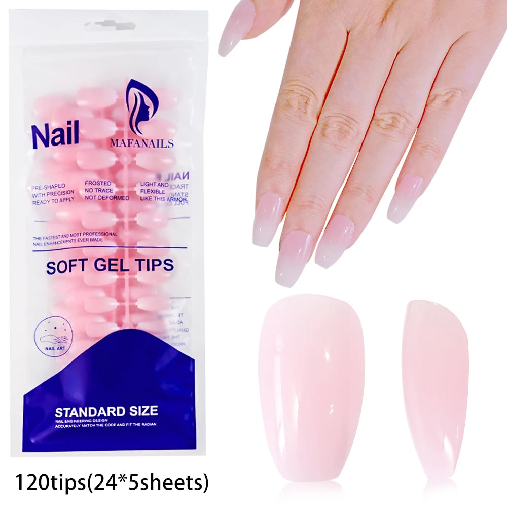 120pcs Acrylic French False Nails Square Almond Coffin Fake Nail Tips for Women Full Cover Removable Mixed Size Press On Nails