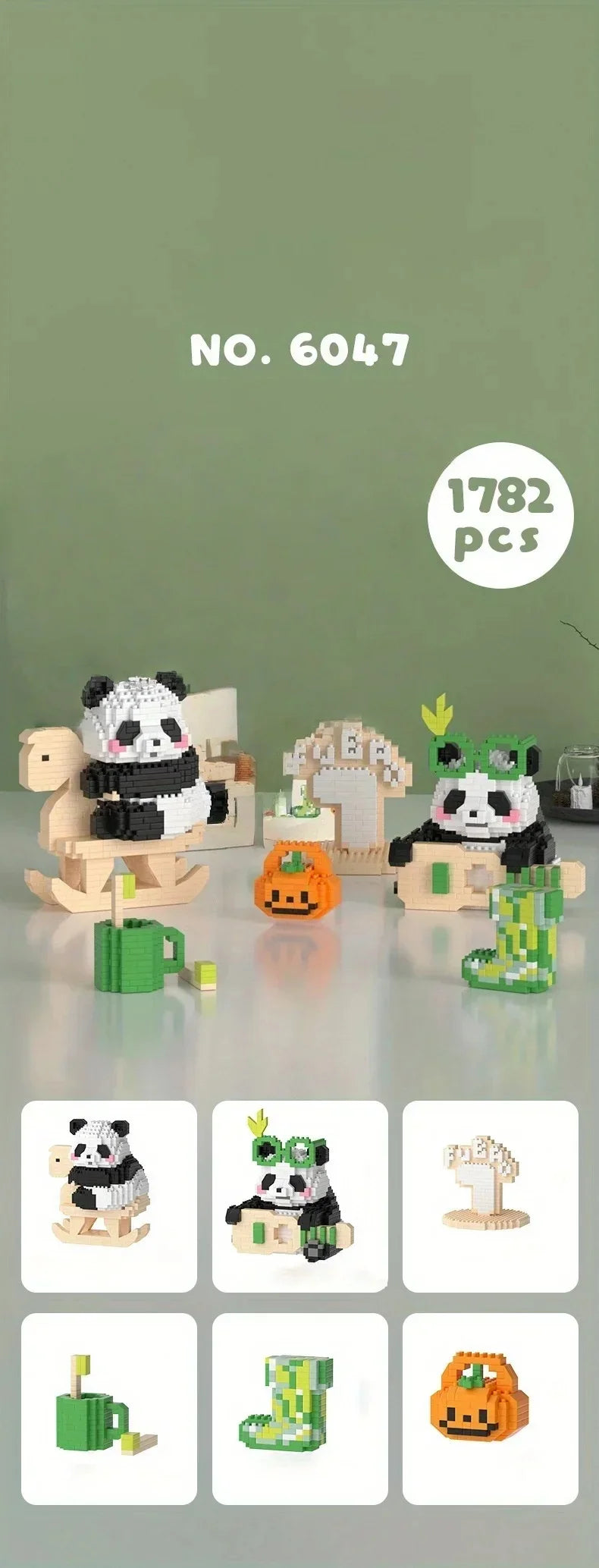 Cute Panda Building Blocks: Decoration Halloween/Christmas gift