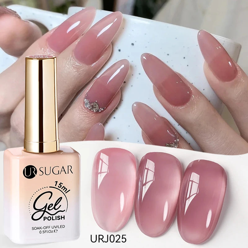 UR SUGAR 15ml Jelly Milky White Translucent Color Gel Polish Semi Permanent UV Gel Nail Art Soak Off Gel Varnish Latest Fashion