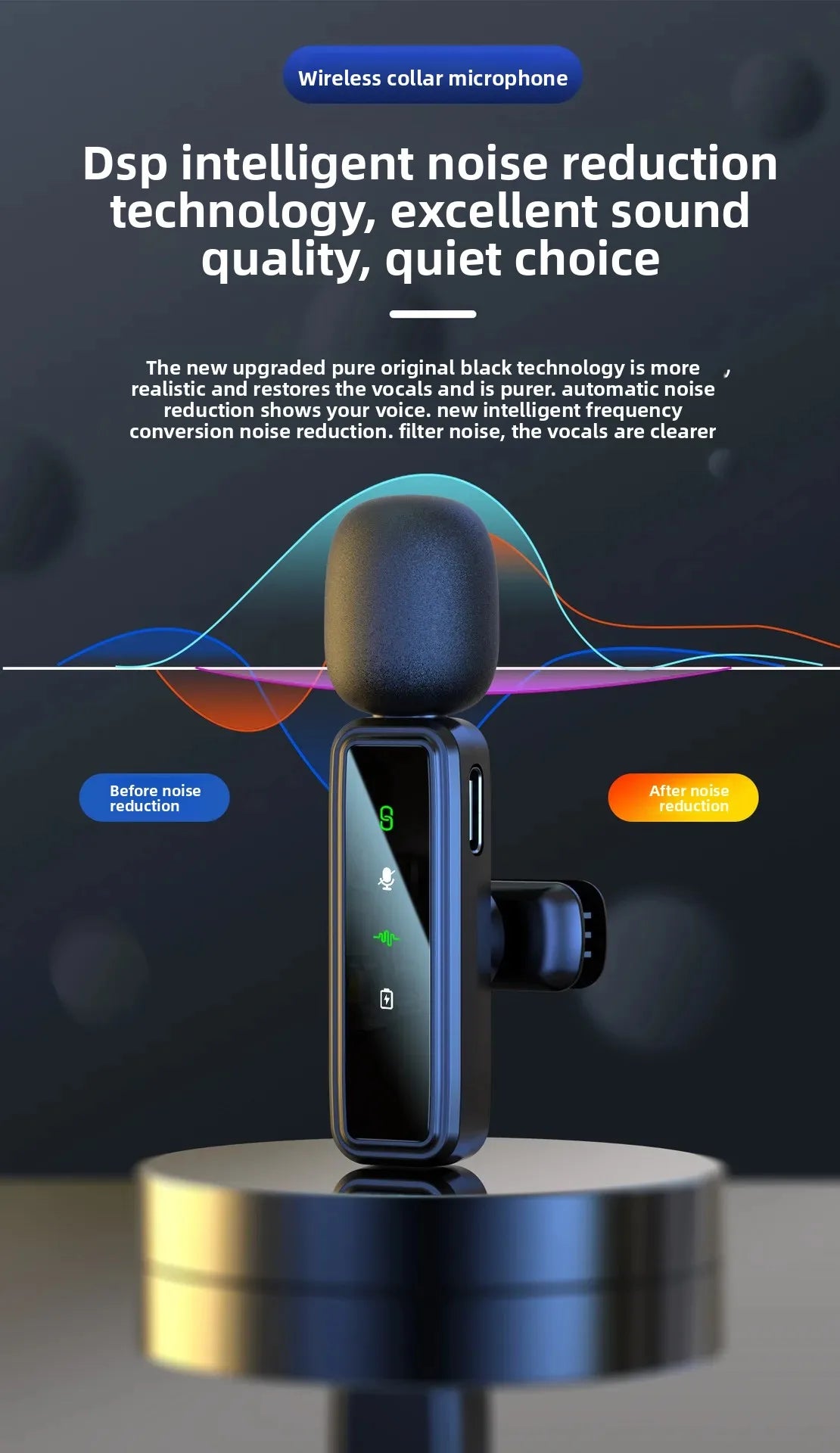 Wireless Lavalier Microphone Portable Audio Video Recording Mini Mic Adapter for iPhone Android Live Broadcast Gaming Phone Mic