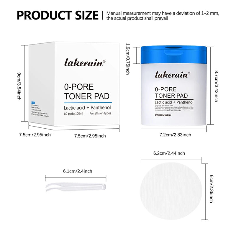 80pcs Face Toner Pads,Dual-Textured Salicylic Acid Exfoliation Pore Cleaning Shrinking Patch Mild Moisturizing Korean Skincare