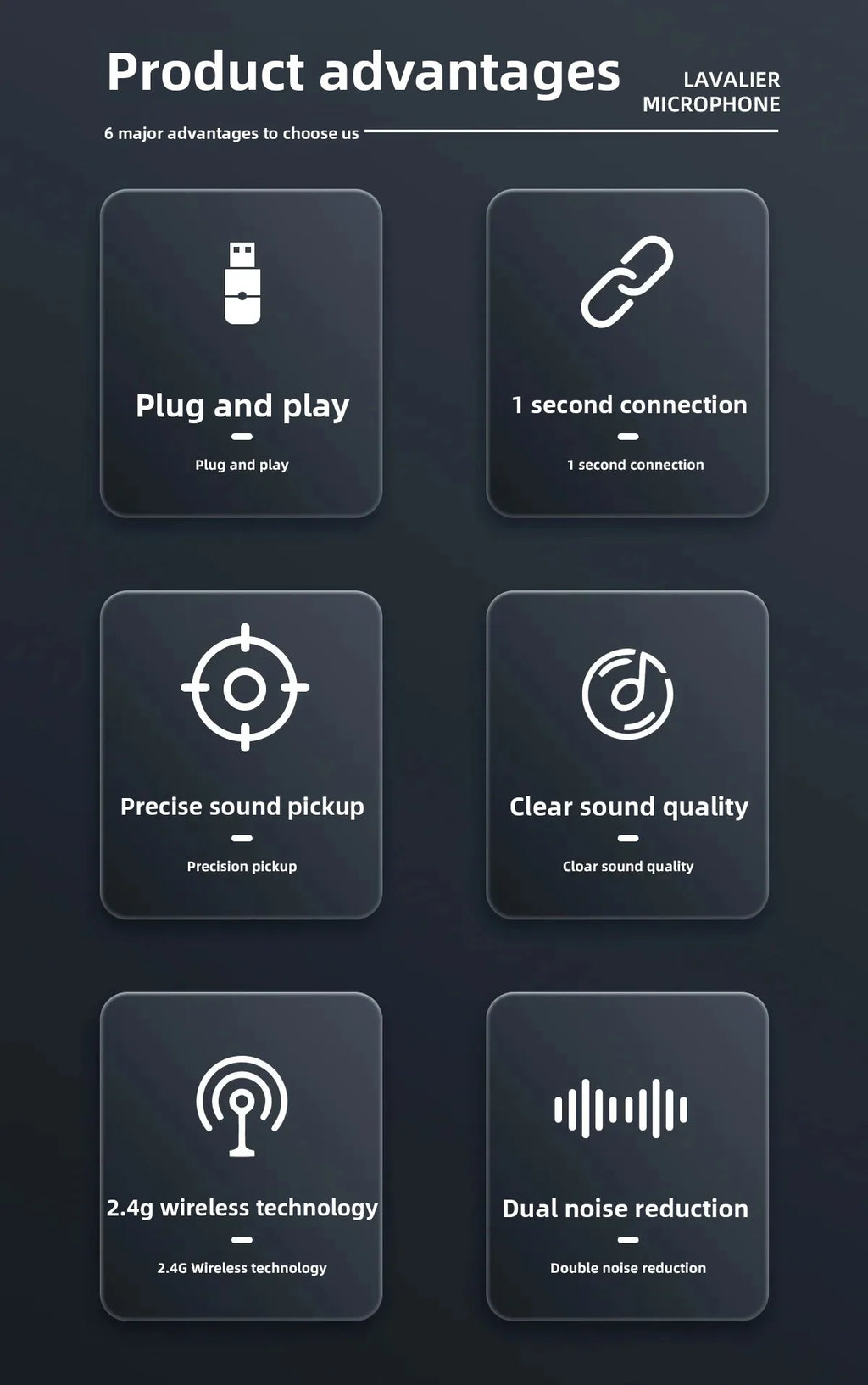 Wireless Lavalier Microphone Portable Audio Video Recording Mini Mic Adapter for iPhone Android Live Broadcast Gaming Phone Mic