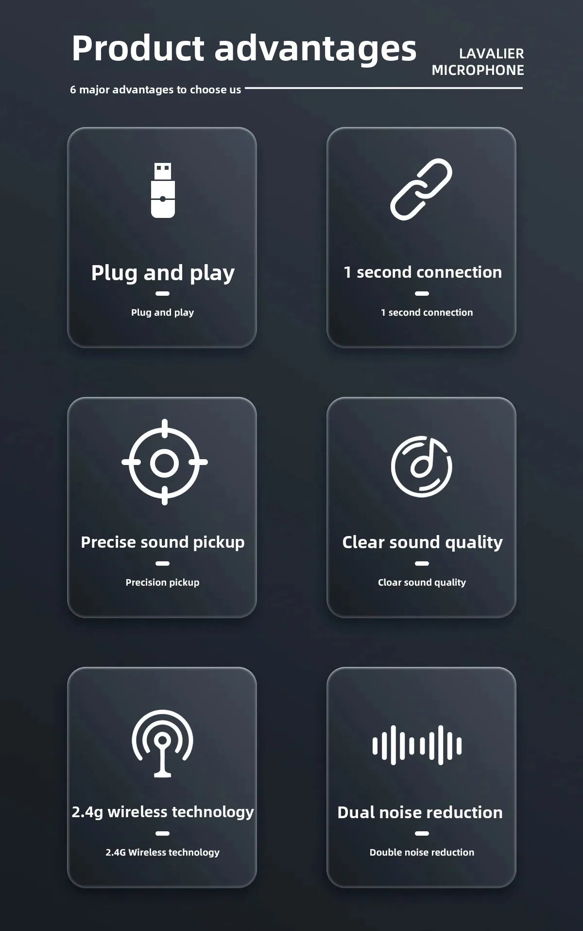 Wireless Lavalier Microphone Portable Audio Video Recording Mini Mic Adapter for iPhone Android Live Broadcast Gaming Phone Mic