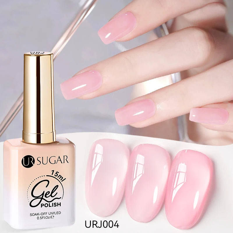 UR SUGAR 15ml Jelly Milky White Translucent Color Gel Polish Semi Permanent UV Gel Nail Art Soak Off Gel Varnish Latest Fashion