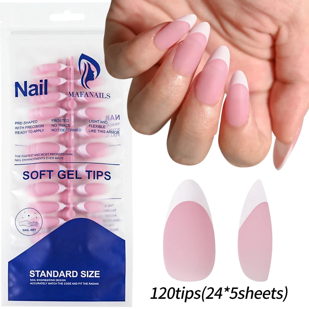 120pcs Acrylic French False Nails Square Almond Coffin Fake Nail Tips for Women Full Cover Removable Mixed Size Press On Nails