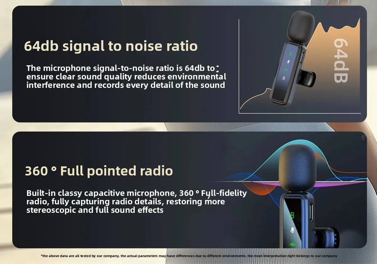 Wireless Lavalier Microphone Portable Audio Video Recording Mini Mic Adapter for iPhone Android Live Broadcast Gaming Phone Mic