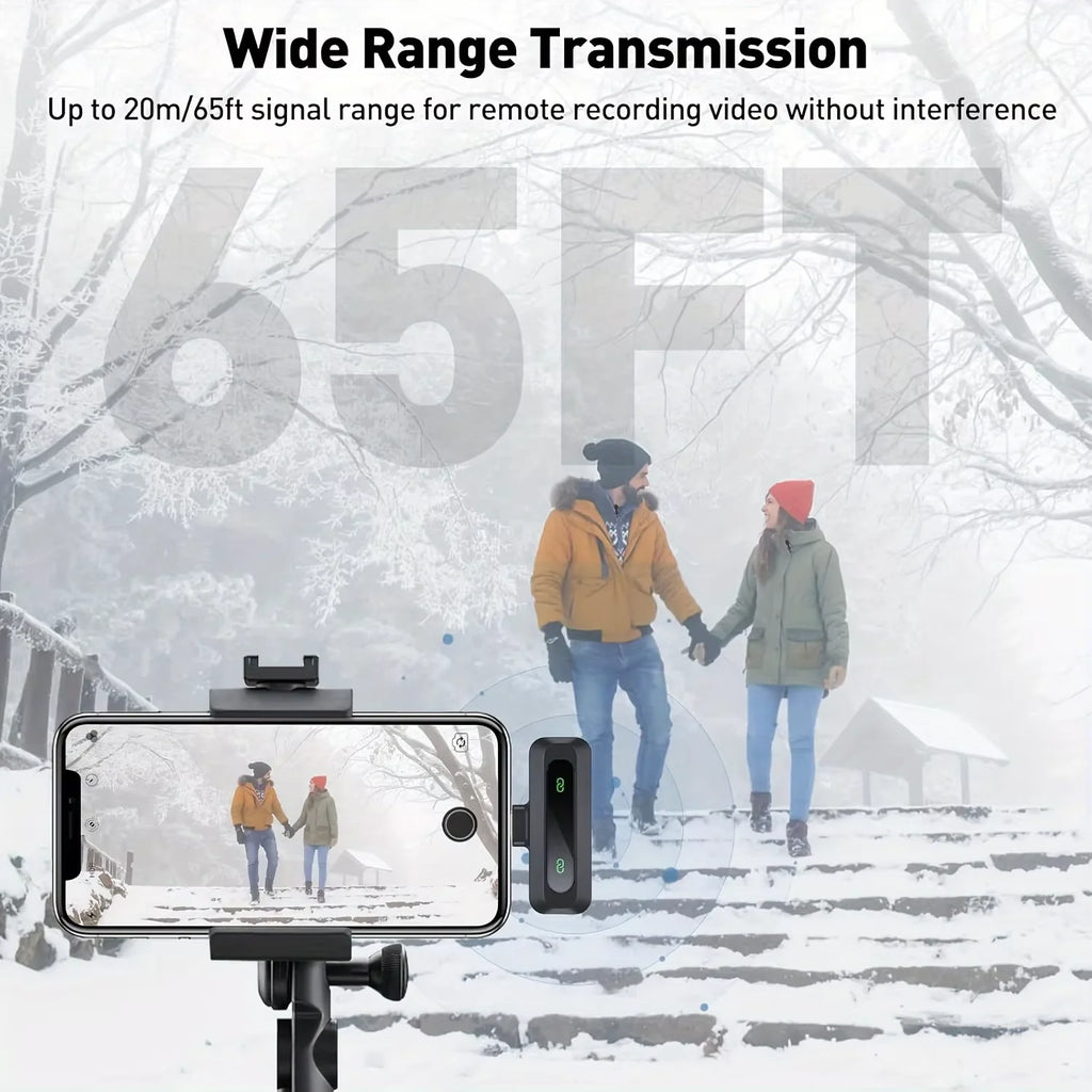 Wireless Lavalier Microphone Portable Audio Video Recording Mini Mic Adapter for iPhone Android Live Broadcast Gaming Phone Mic