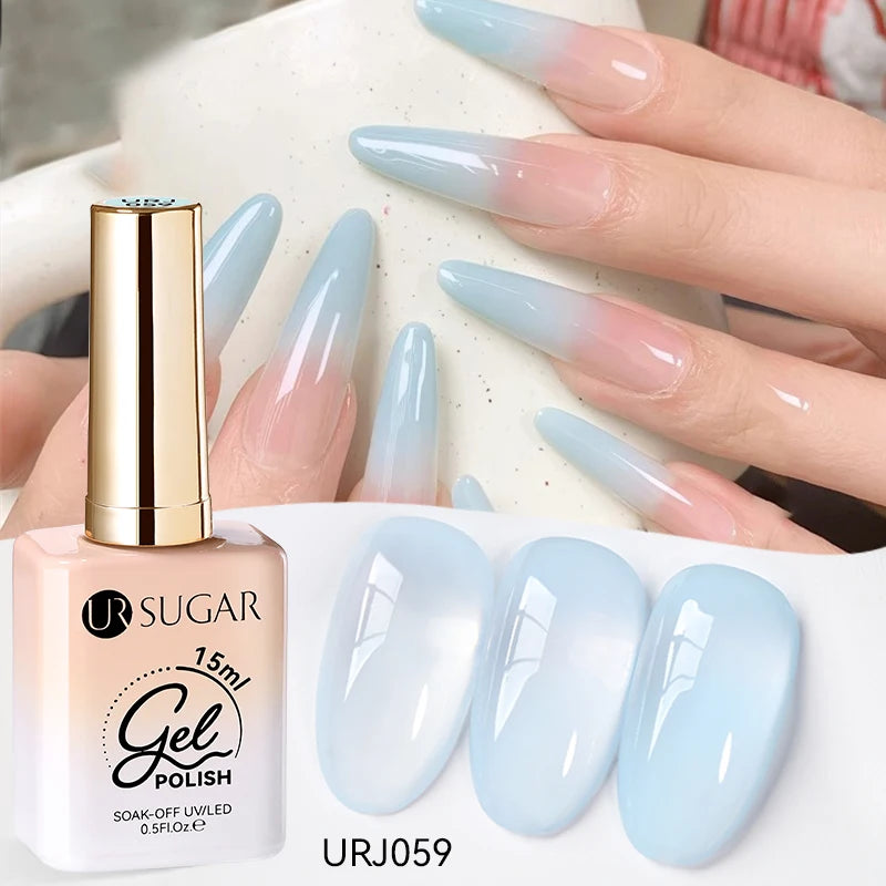 UR SUGAR 15ml Jelly Milky White Translucent Color Gel Polish Semi Permanent UV Gel Nail Art Soak Off Gel Varnish Latest Fashion