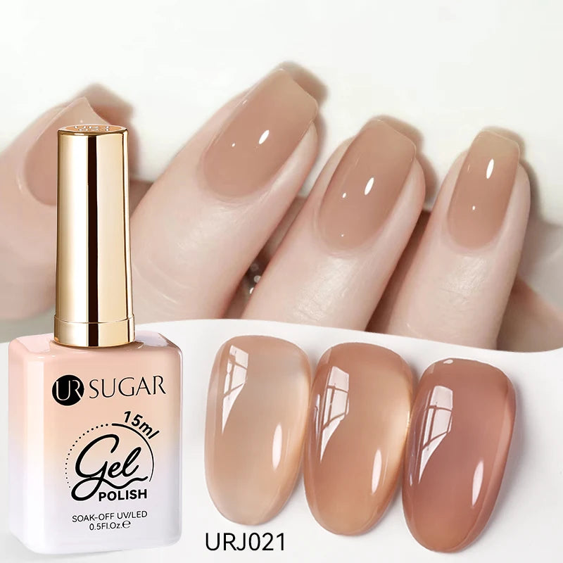 UR SUGAR 15ml Jelly Milky White Translucent Color Gel Polish Semi Permanent UV Gel Nail Art Soak Off Gel Varnish Latest Fashion