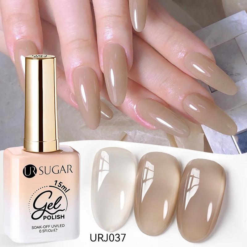 UR SUGAR 15ml Jelly Milky White Translucent Color Gel Polish Semi Permanent UV Gel Nail Art Soak Off Gel Varnish Latest Fashion