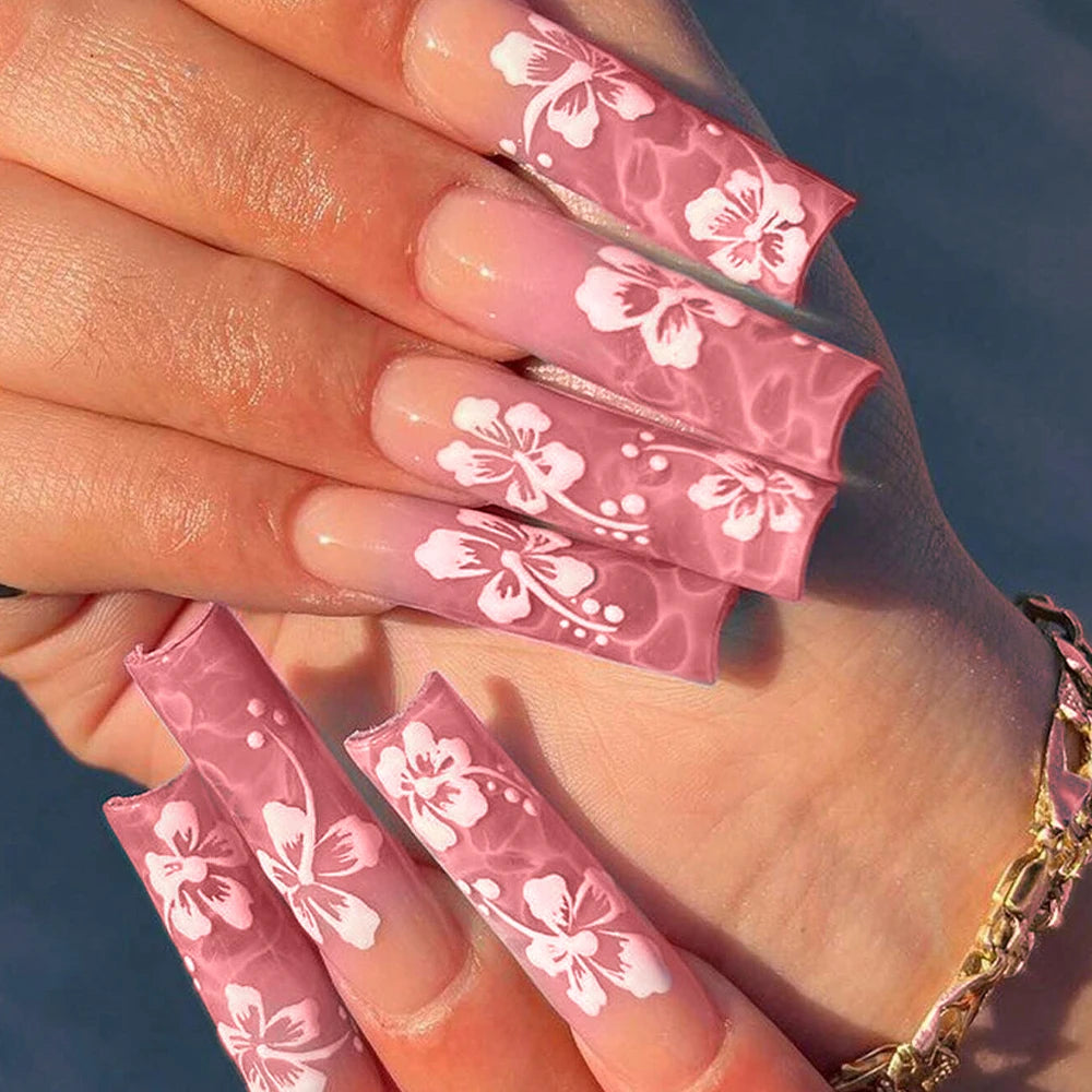 120pcs Acrylic French False Nails Square Almond Coffin Fake Nail Tips for Women Full Cover Removable Mixed Size Press On Nails