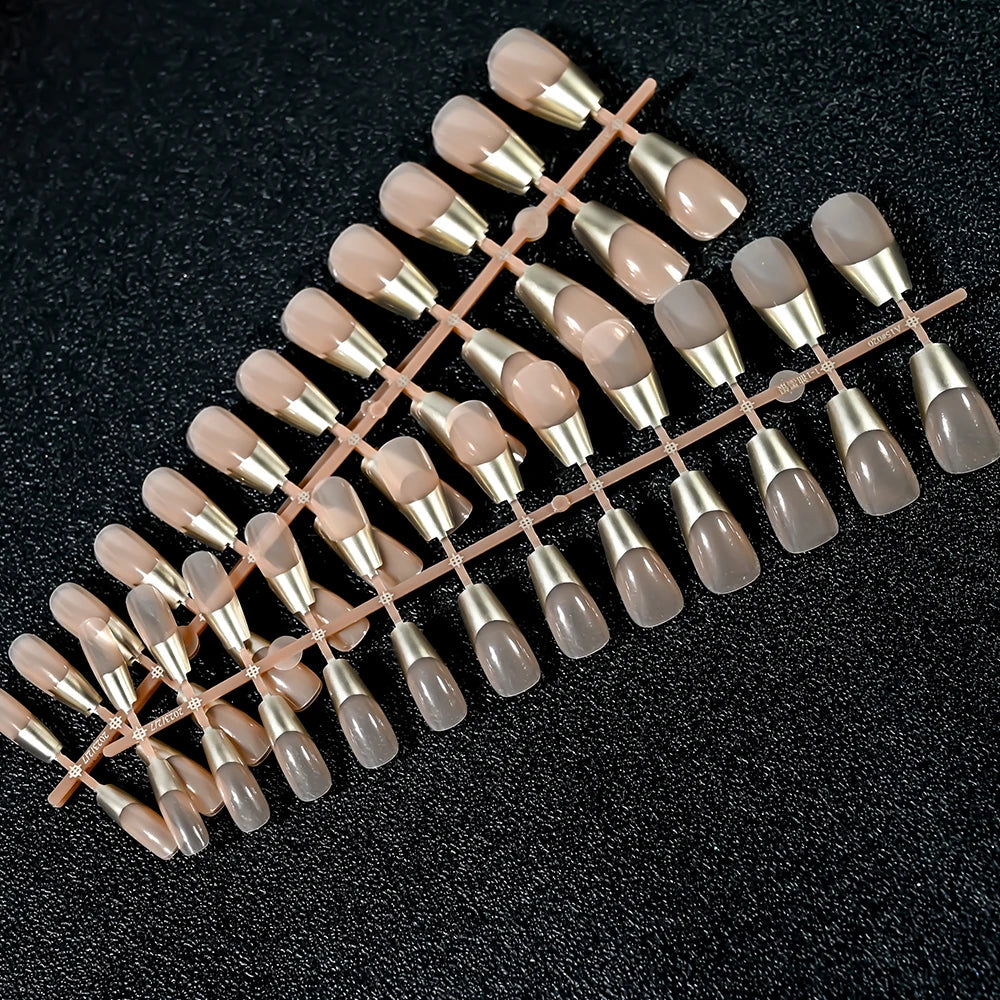 120pcs Acrylic French False Nails Square Almond Coffin Fake Nail Tips for Women Full Cover Removable Mixed Size Press On Nails