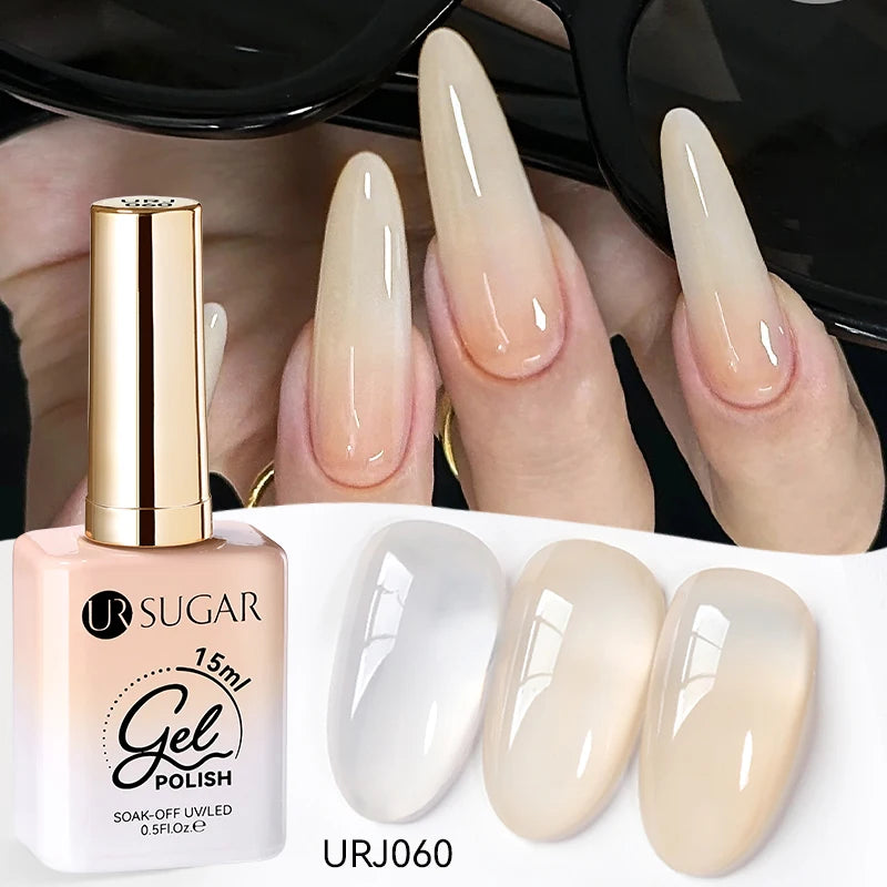 UR SUGAR 15ml Jelly Milky White Translucent Color Gel Polish Semi Permanent UV Gel Nail Art Soak Off Gel Varnish Latest Fashion