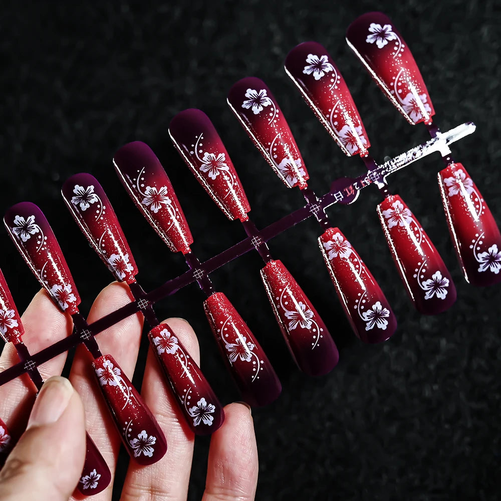 120pcs Acrylic French False Nails Square Almond Coffin Fake Nail Tips for Women Full Cover Removable Mixed Size Press On Nails