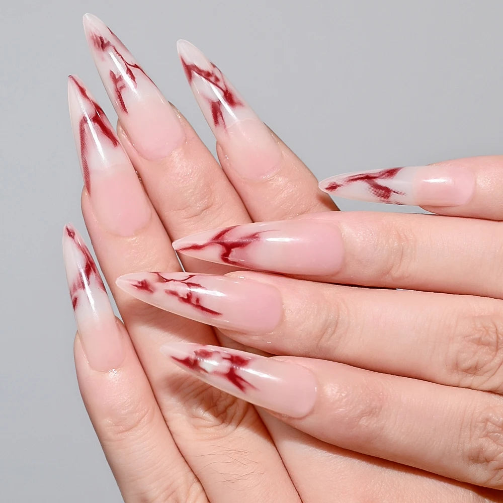 120pcs Acrylic French False Nails Square Almond Coffin Fake Nail Tips for Women Full Cover Removable Mixed Size Press On Nails