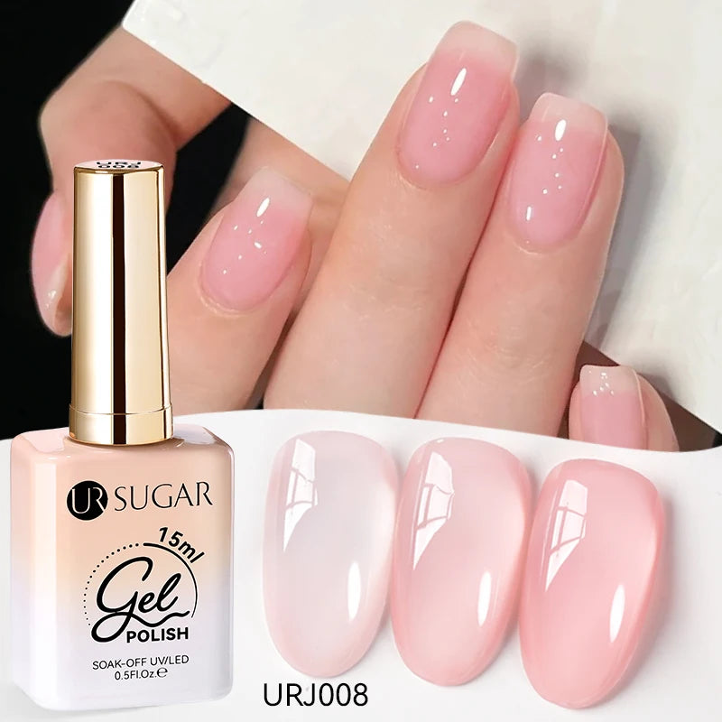UR SUGAR 15ml Jelly Milky White Translucent Color Gel Polish Semi Permanent UV Gel Nail Art Soak Off Gel Varnish Latest Fashion