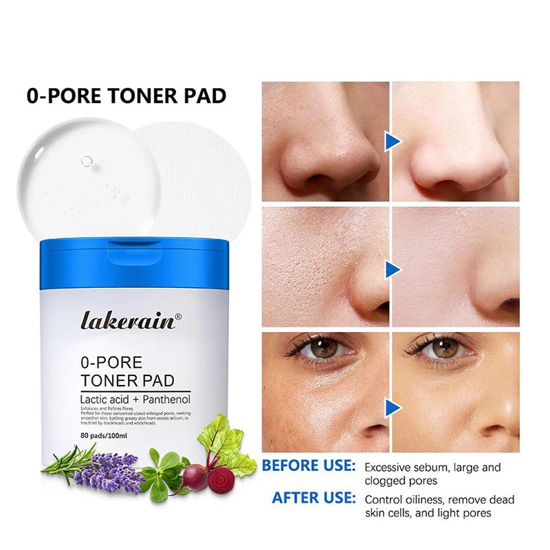 80pcs Face Toner Pads,Dual-Textured Salicylic Acid Exfoliation Pore Cleaning Shrinking Patch Mild Moisturizing Korean Skincare