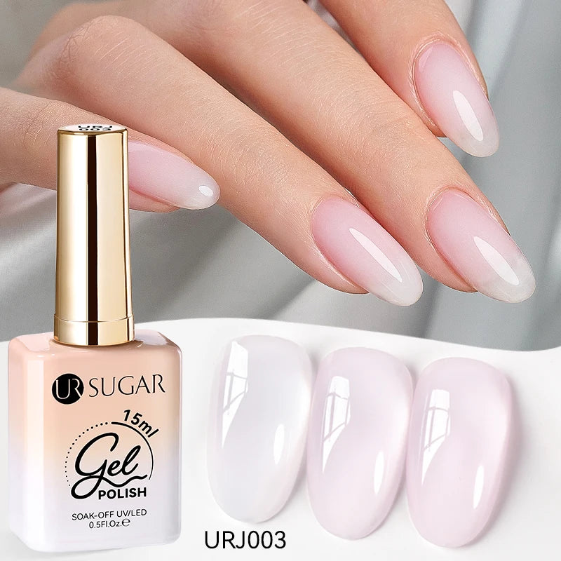 UR SUGAR 15ml Jelly Milky White Translucent Color Gel Polish Semi Permanent UV Gel Nail Art Soak Off Gel Varnish Latest Fashion
